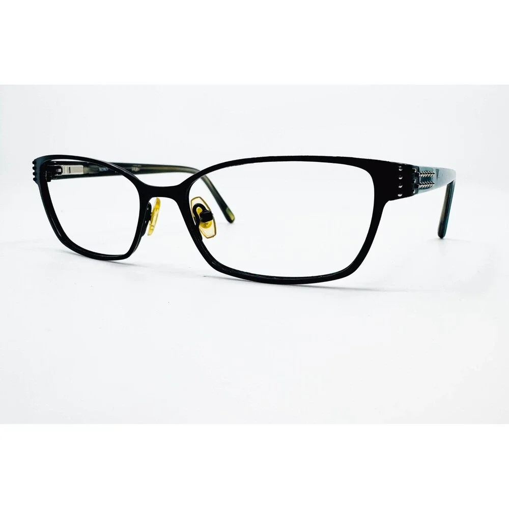 XOXO Eyeglasses Frames Womens Black Teal Studded Rectangle 52-15-135